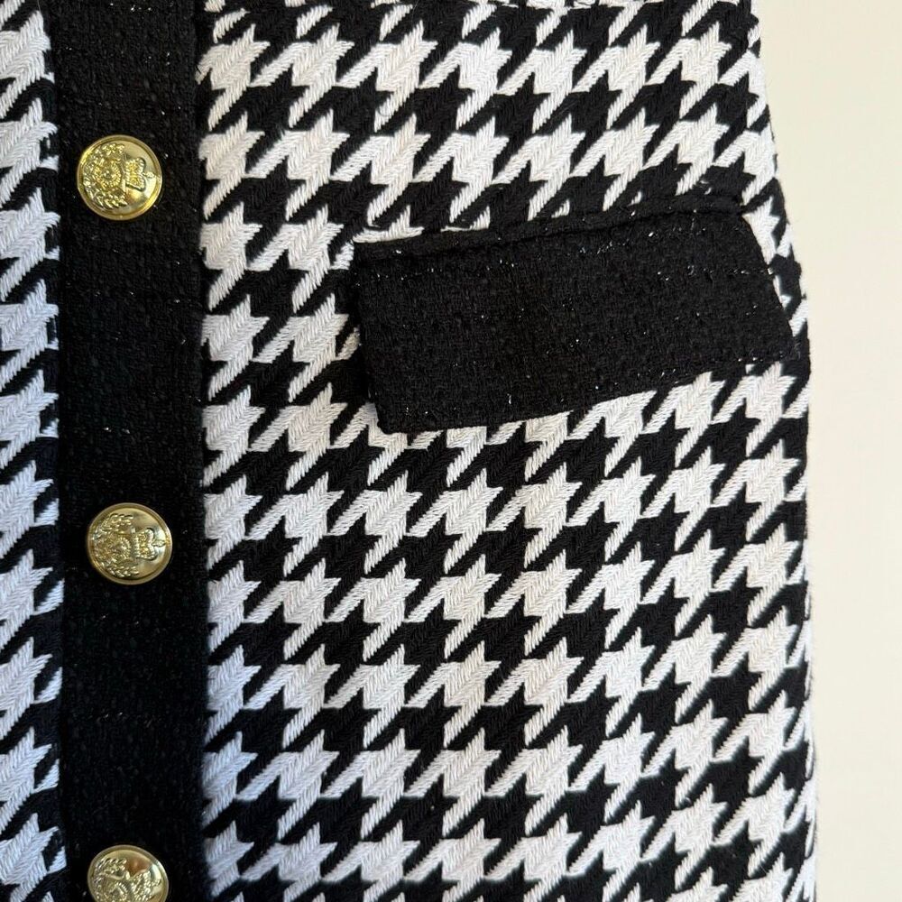 NWT Alexia Admor “Jenni” Tweed Shirtdress black/white houndstooth. Size 10 - Picture 5 of 15